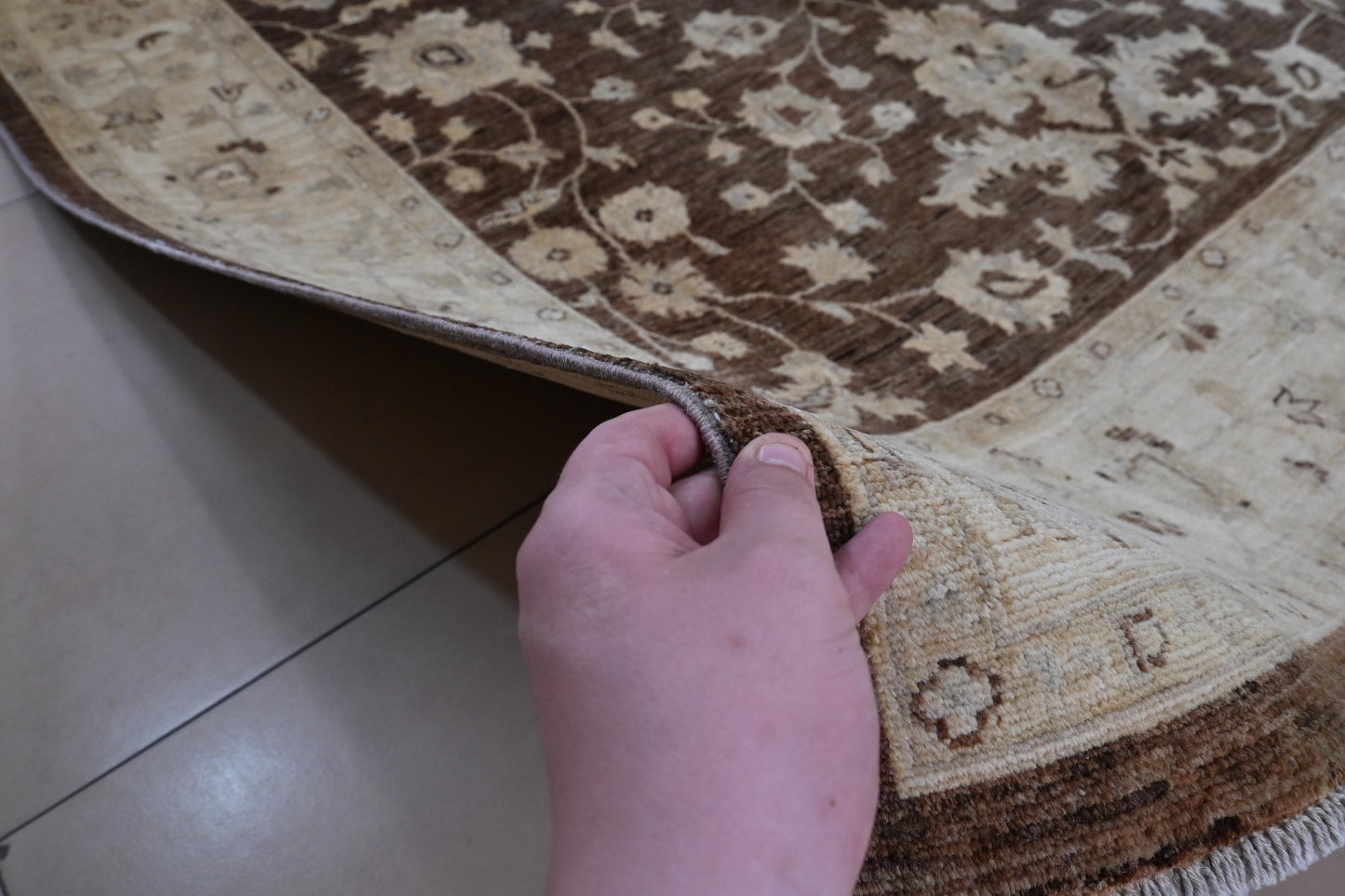 6x9- Rustic Brown Ziegler Chobi Rug-Afghan Handmade Rug-Floral And Boho Rug- "5.10x8.9"
