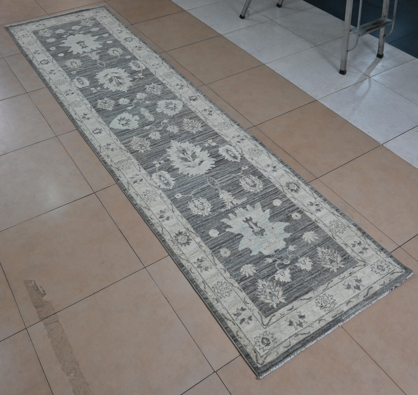 3X12 Afghan Natural Brown Runner Rug โ Hand Knotted Wool Hallway Rug โ Vintage Style Oushak Oriental Carpet โ Vegdyes Wool Rug