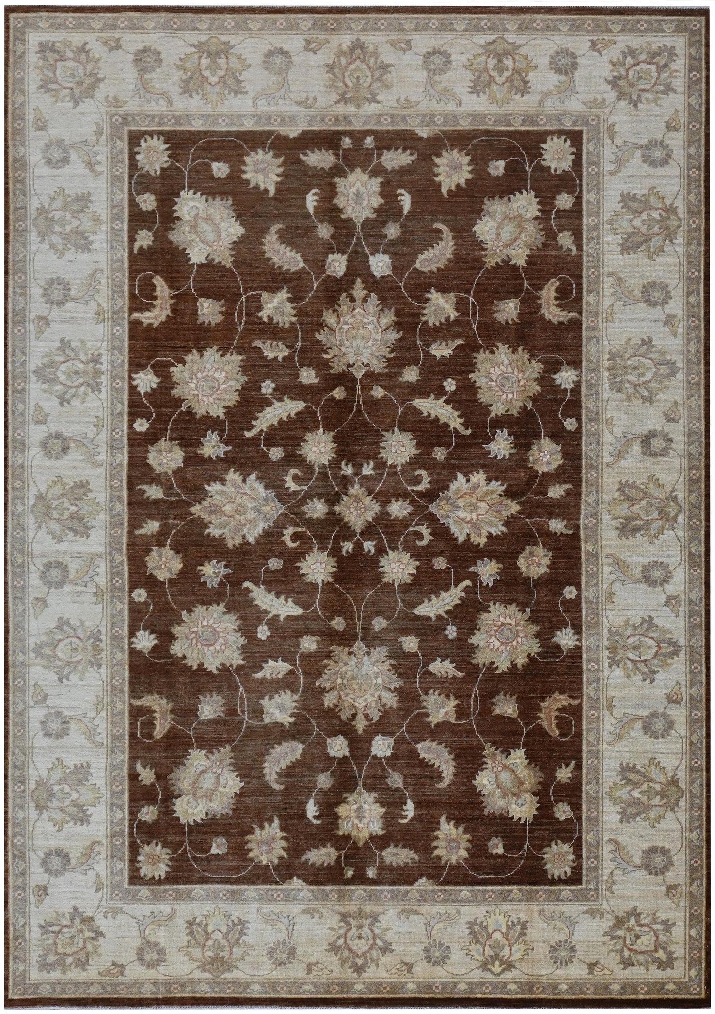 6x9 Brown Ziegler Chobi Area Rug - Afghan Hand Knotted Wool Veg Dye Boho Oriental Rug - Rug for Living Room - Bedroom Rug - "6'3 x 8'8"