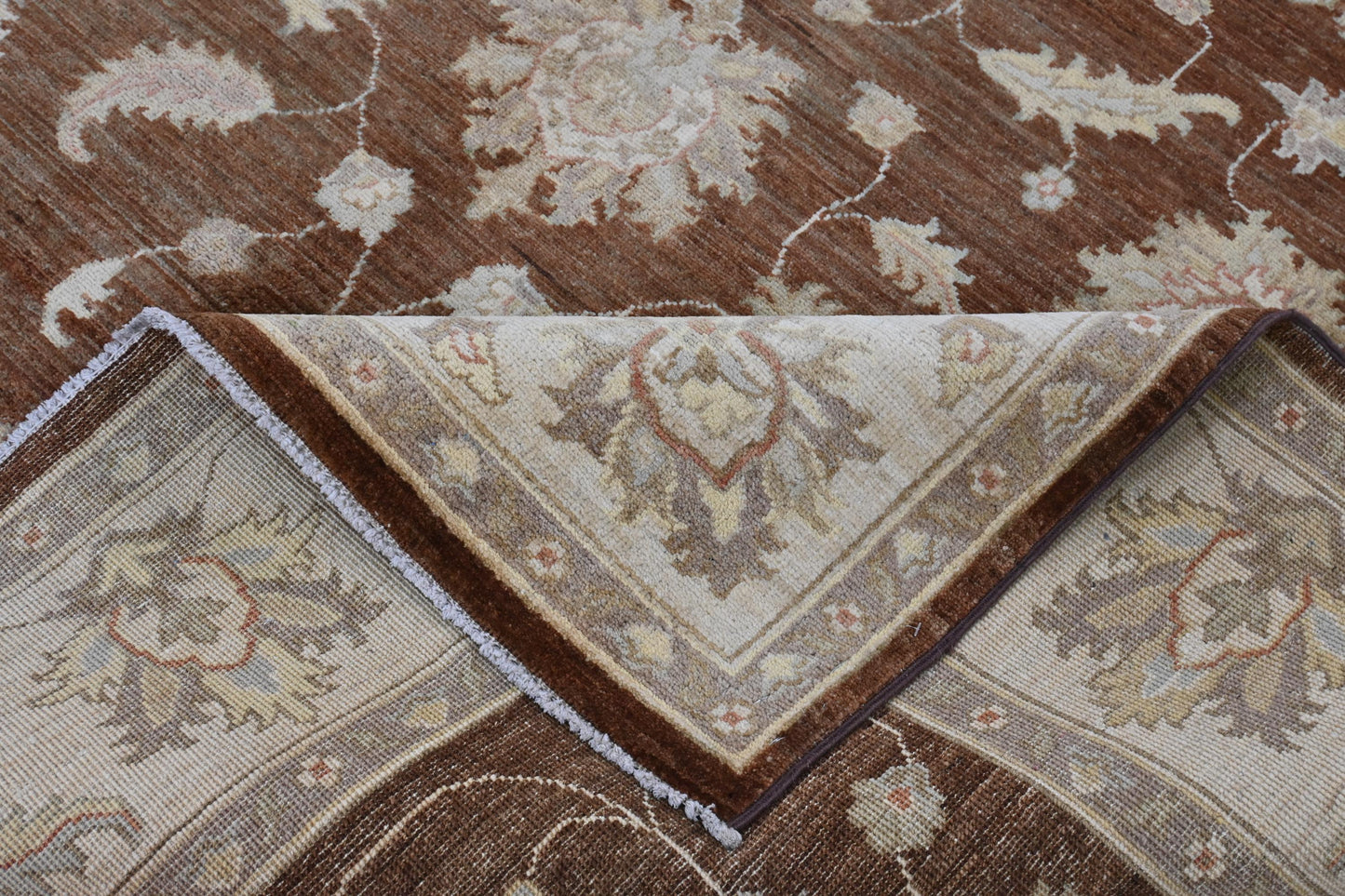 6x9 Brown Ziegler Chobi Area Rug - Afghan Hand Knotted Wool Veg Dye Boho Oriental Rug - Rug for Living Room - Bedroom Rug - "6'3 x 8'8"