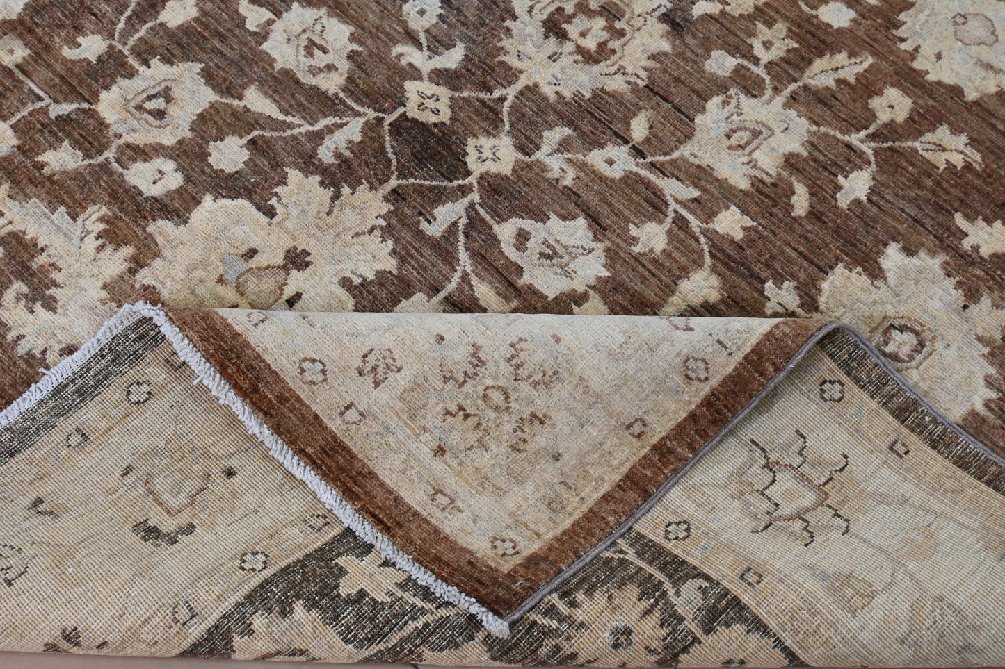 6x9- Rustic Brown Ziegler Chobi Rug-Afghan Handmade Rug-Floral And Boho Rug- "5.10x8.9"