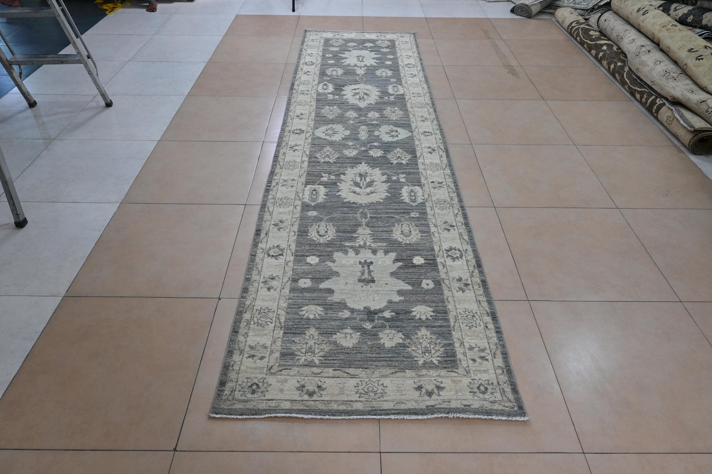 3X12 Afghan Natural Brown Runner Rug โ Hand Knotted Wool Hallway Rug โ Vintage Style Oushak Oriental Carpet โ Vegdyes Wool Rug