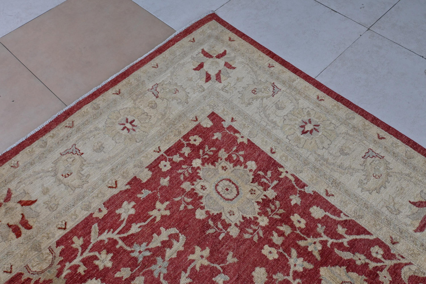 8x10 Red and Beige Afghan Oriental Area Rug – Hand-Knotted Wool Persian Style Carpet – Traditional Floral Ziegler Rug – Free Shipping
