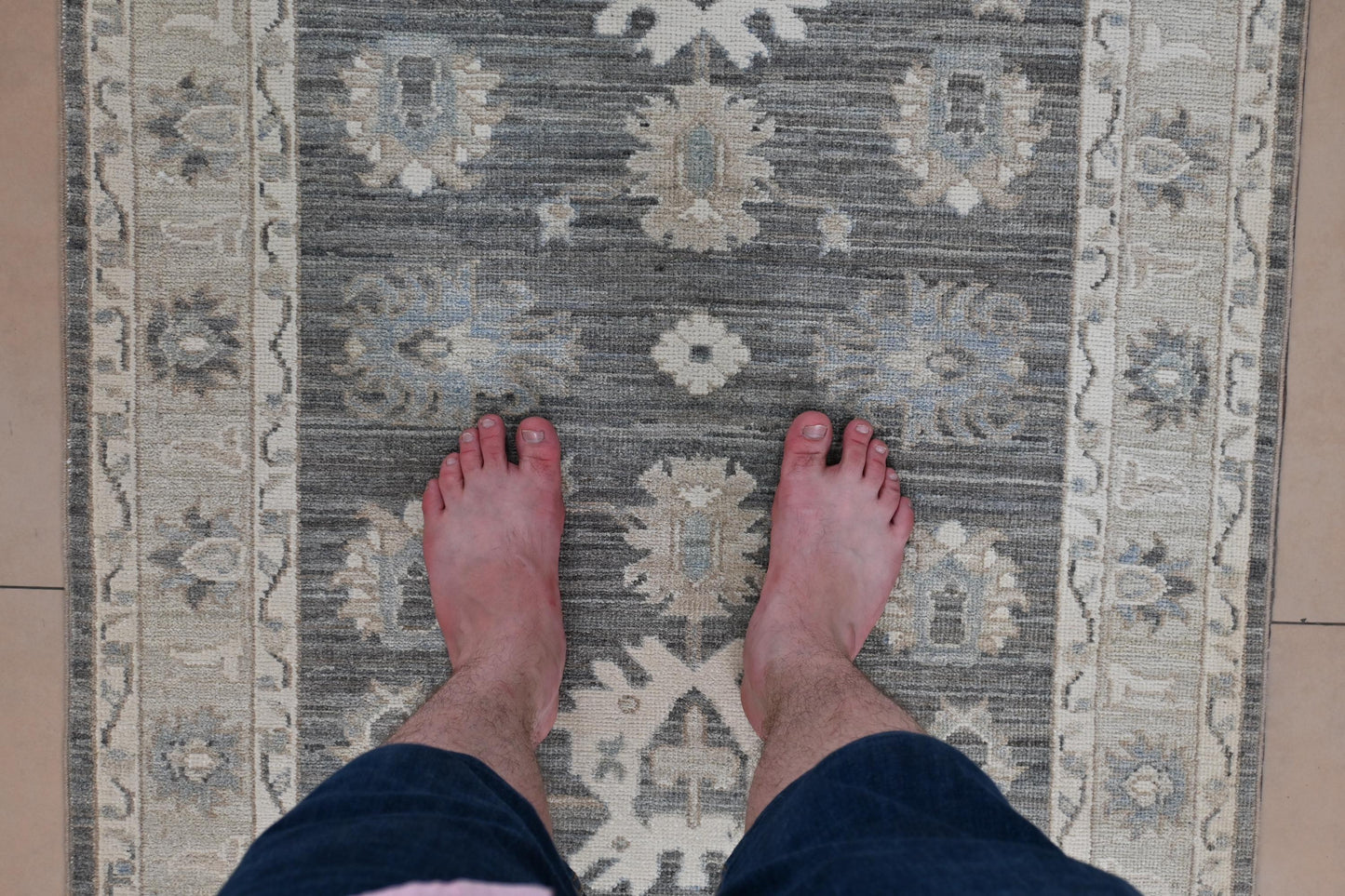 3x5 Brown Oushak Rug | Hand-Knotted Afghan Wool Rug | Neutral Distressed Area Carpet | Vegdyes wool Rug | Vintage Turkish Style |