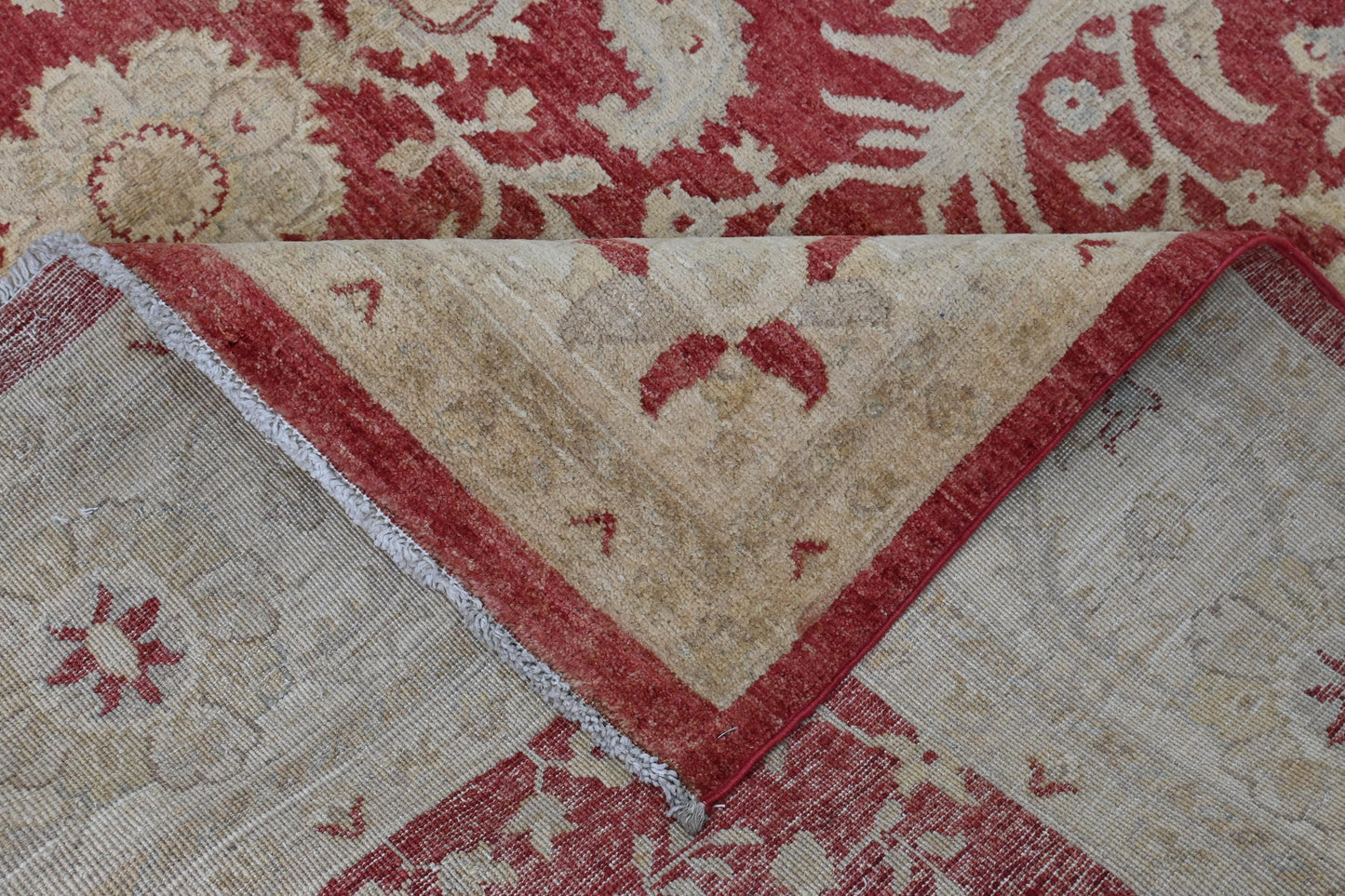 8x10 Red and Beige Afghan Oriental Area Rug – Hand-Knotted Wool Persian Style Carpet – Traditional Floral Ziegler Rug – Free Shipping