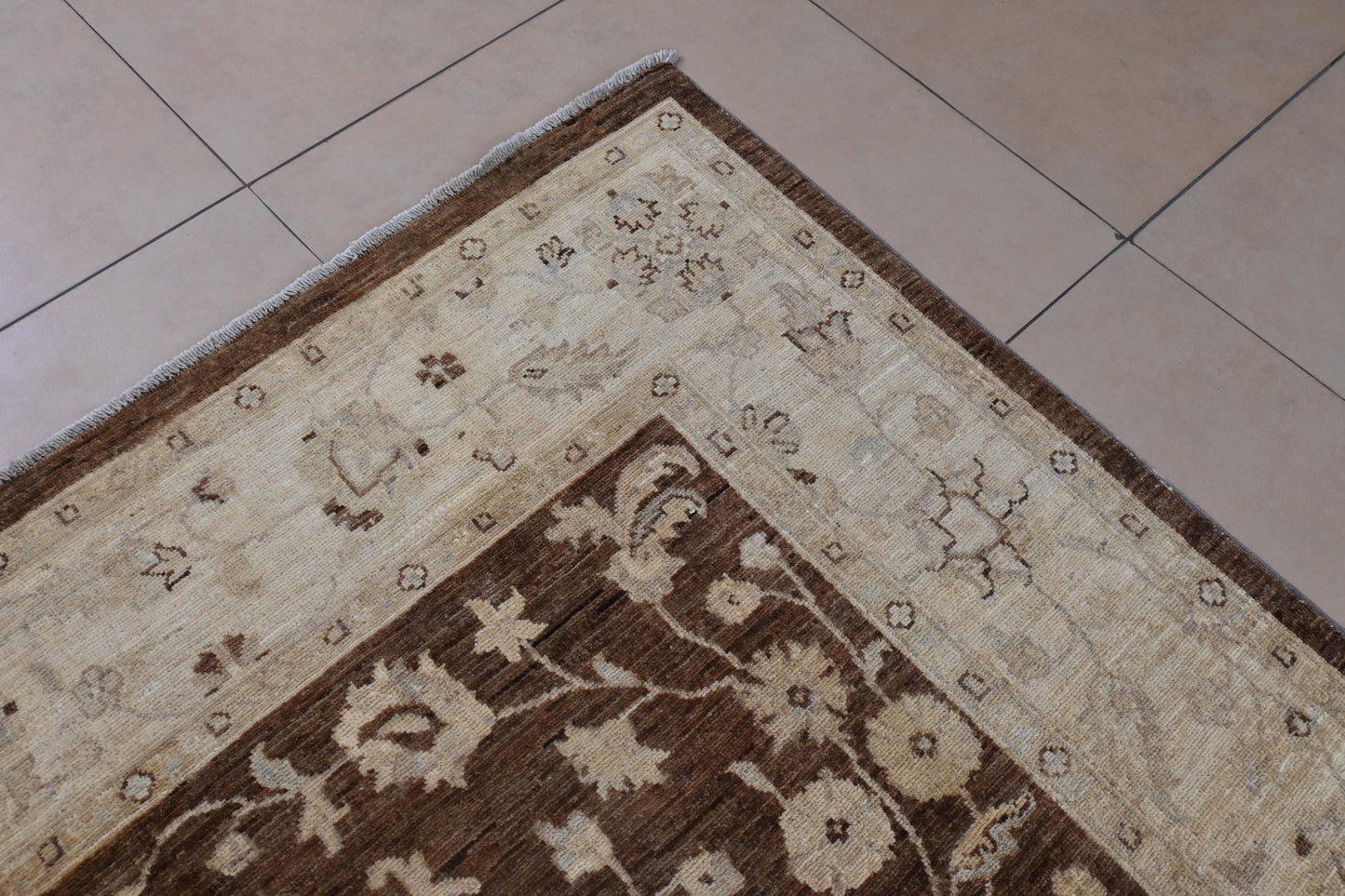 6x9- Rustic Brown Ziegler Chobi Rug-Afghan Handmade Rug-Floral And Boho Rug- "5.10x8.9"
