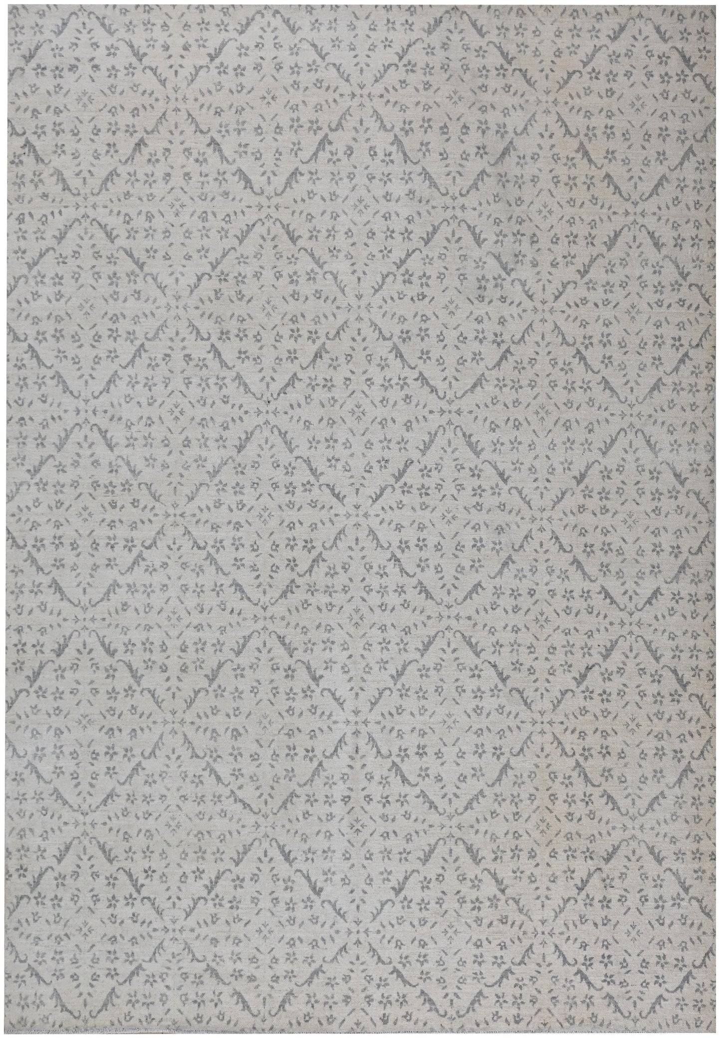 8x10 Moroccan Style Hand-Knotted Wool Rug- Vegdye Rug - Light Grey Geometric Pattern Area Carpet - Neutral Living Room Decor - Free Shipping