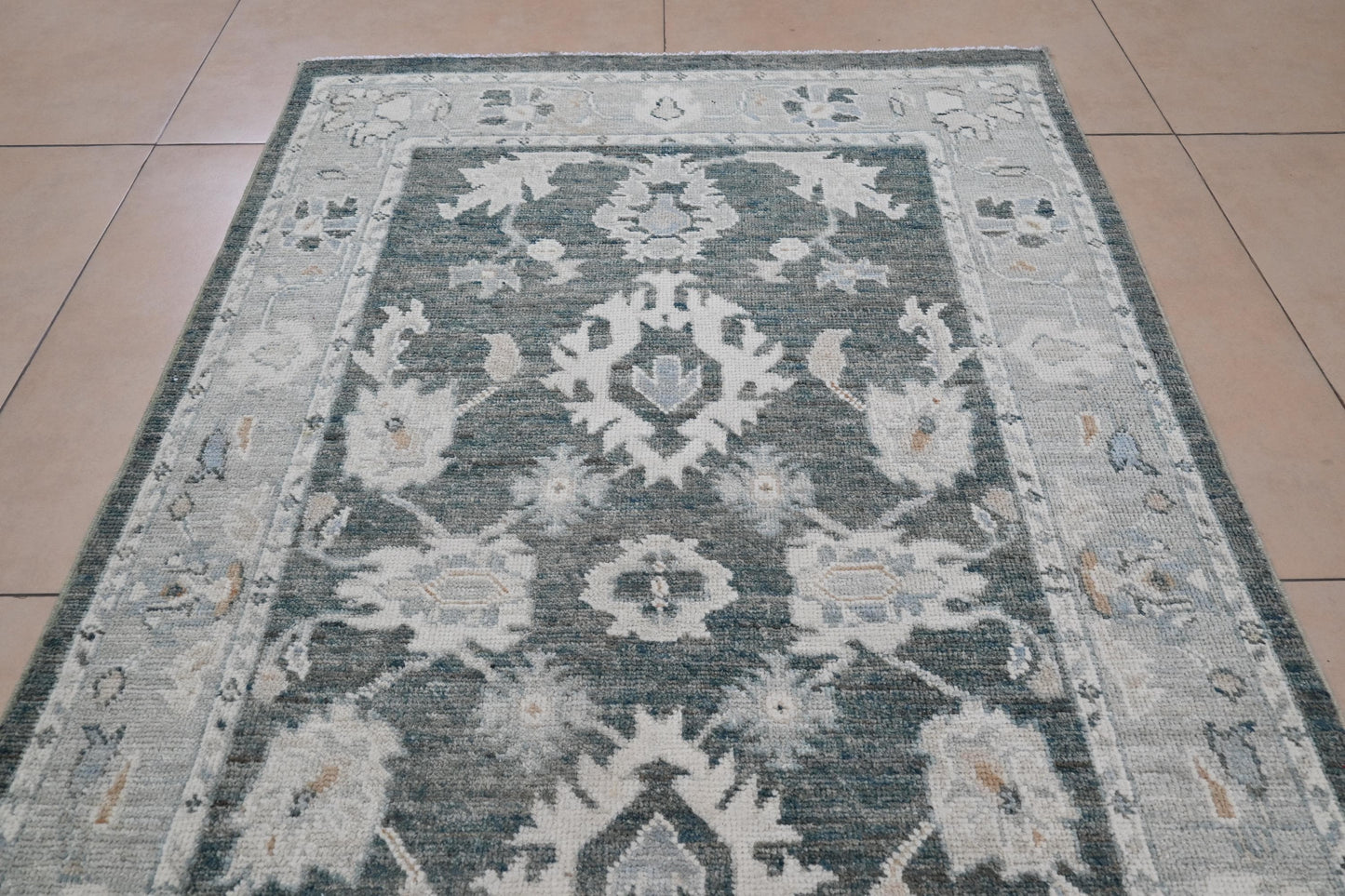 3x5 Afghan Rug β Hand Knotted Green Area Rug β Traditional Oriental Carpet from Afghanistan β Vegdye Wool Rug β Vintage Style Small Rug