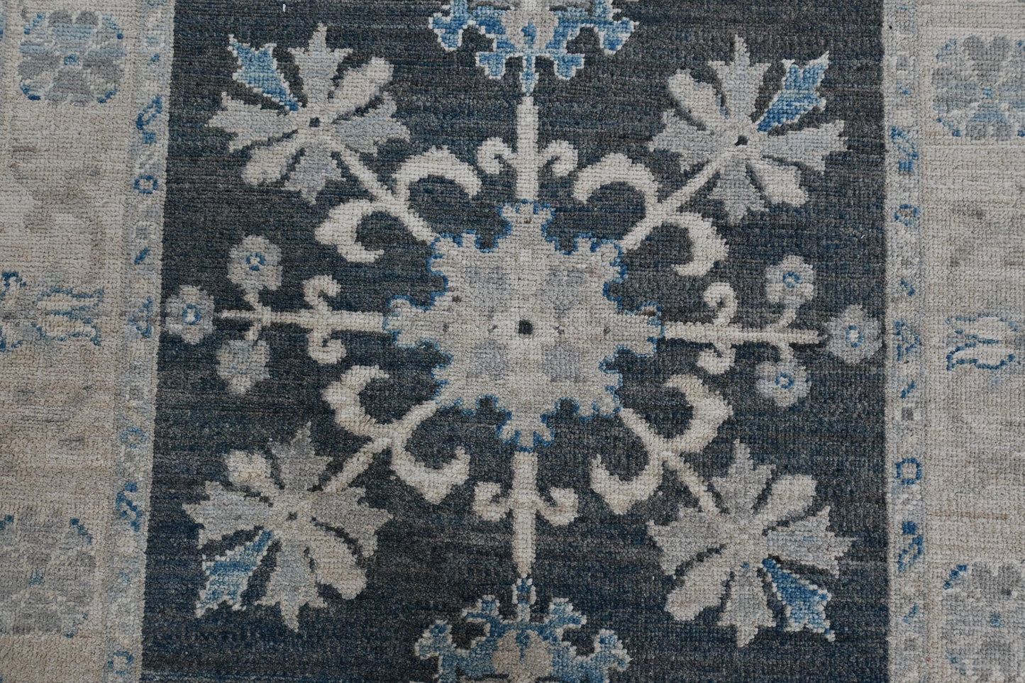 3x5 Handmade Oushak Afghan Charcoal & Blue Wool Rug - Bedroom Rug - Oriental Rug - Rug for Living Room - Handspun Wool - ''3'1x4'11''