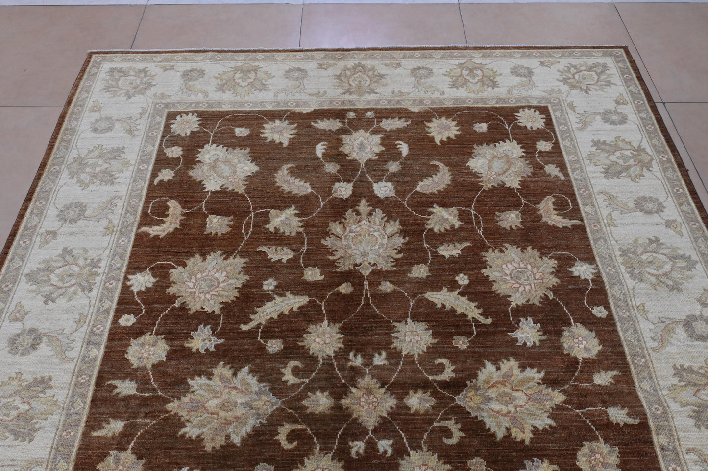 6x9 Brown Ziegler Chobi Area Rug - Afghan Hand Knotted Wool Veg Dye Boho Oriental Rug - Rug for Living Room - Bedroom Rug - "6'3 x 8'8"