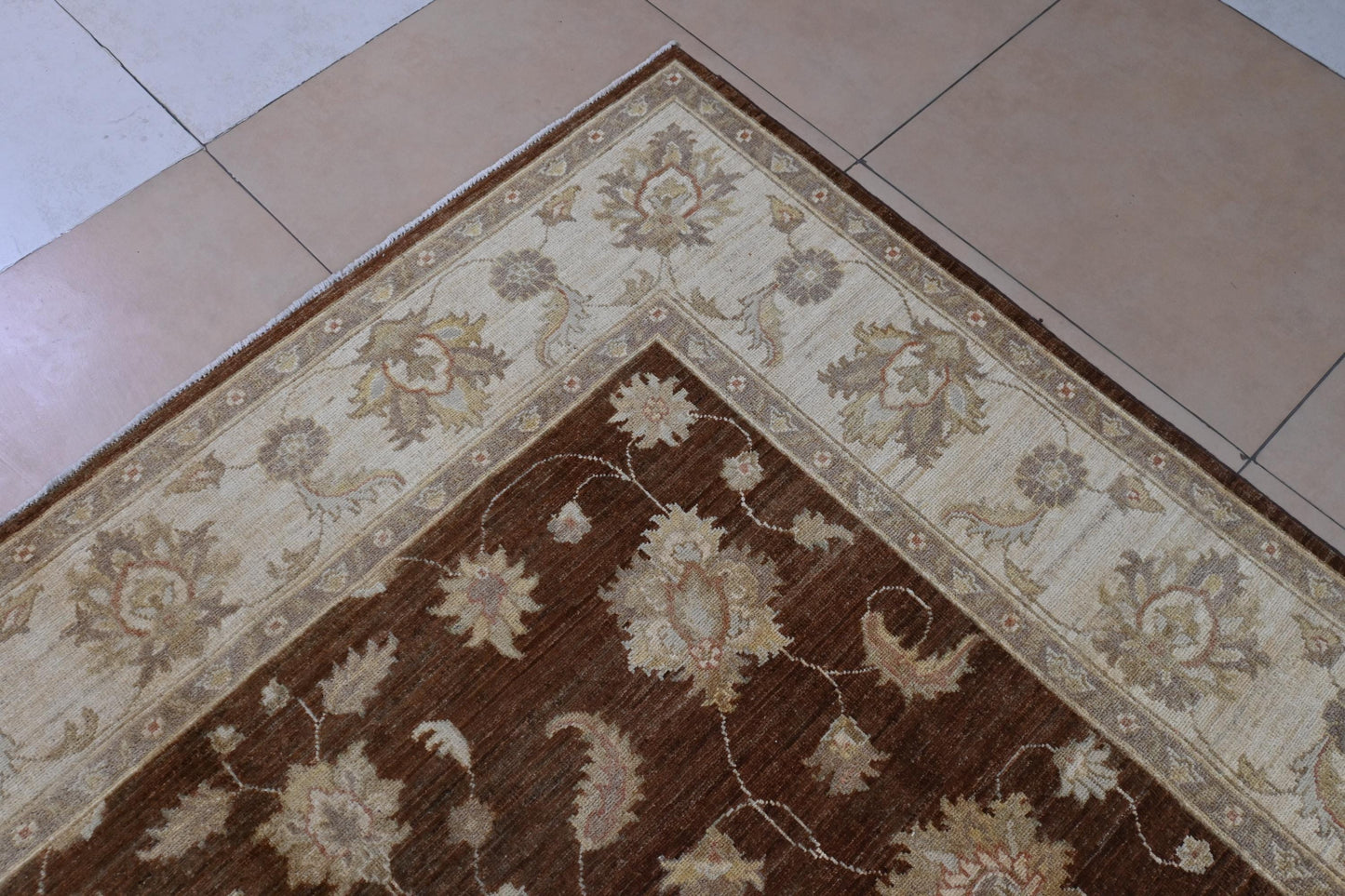 6x9 Brown Ziegler Chobi Area Rug - Afghan Hand Knotted Wool Veg Dye Boho Oriental Rug - Rug for Living Room - Bedroom Rug - "6'3 x 8'8"