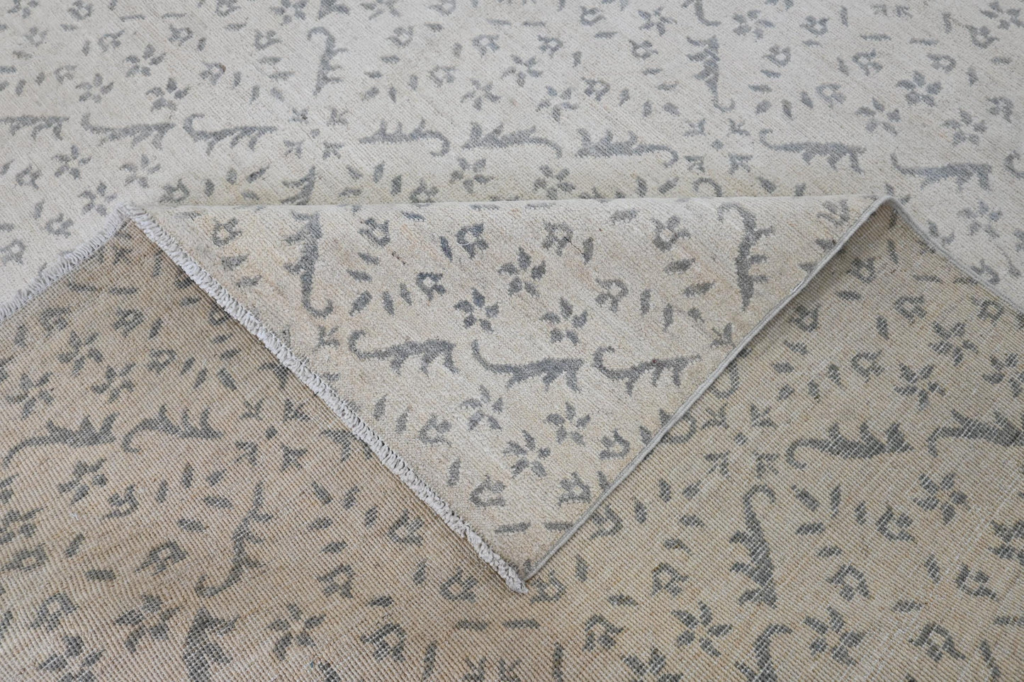 8x10 Moroccan Style Hand-Knotted Wool Rug- Vegdye Rug - Light Grey Geometric Pattern Area Carpet - Neutral Living Room Decor - Free Shipping