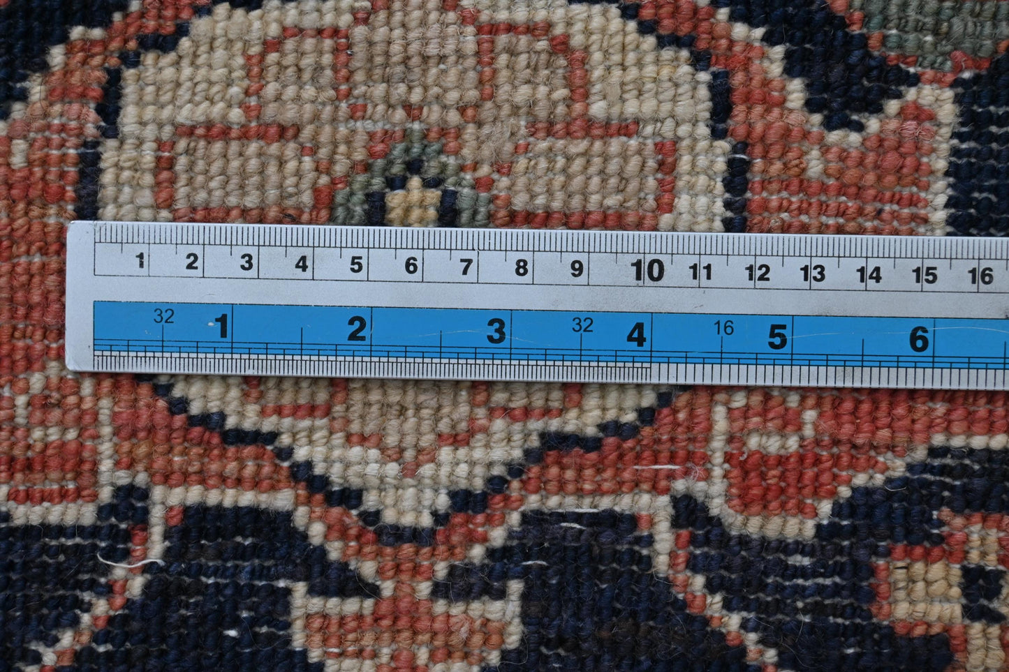 6x9 ft -Handmade Heriz Serapi Rug – Red Blue Wool Area Carpet – Oriental Medallion Rug for Living Room, Bedroom or office