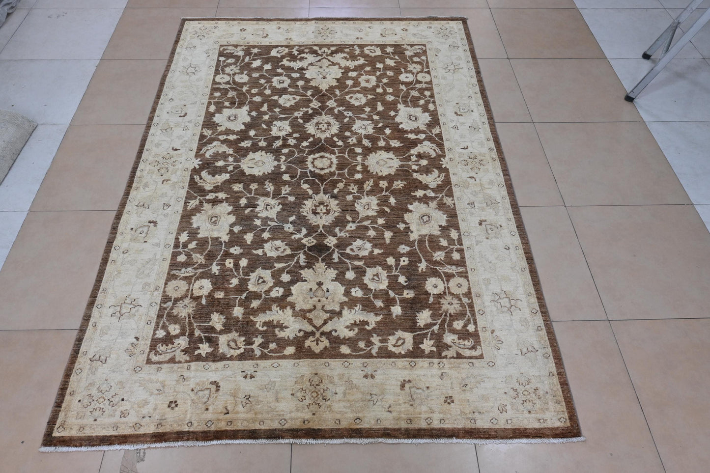 6x9- Rustic Brown Ziegler Chobi Rug-Afghan Handmade Rug-Floral And Boho Rug- "5.10x8.9"