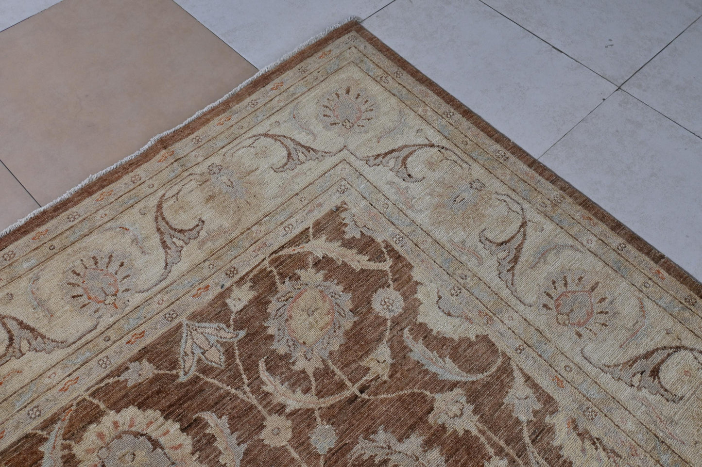 8x10 ft -Handmade Brown Ziegler Rug – Floral Wool Area Carpet – Traditional Oriental Design for Living Room or Bedroom Decor "8'0x9'10"
