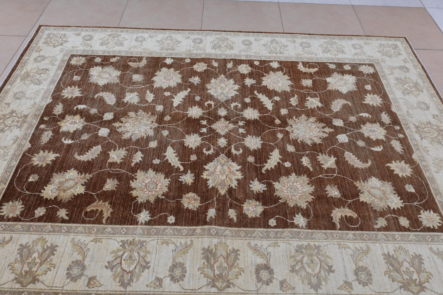 6x9 Brown Ziegler Chobi Area Rug - Afghan Hand Knotted Wool Veg Dye Boho Oriental Rug - Rug for Living Room - Bedroom Rug - "6'3 x 8'8"