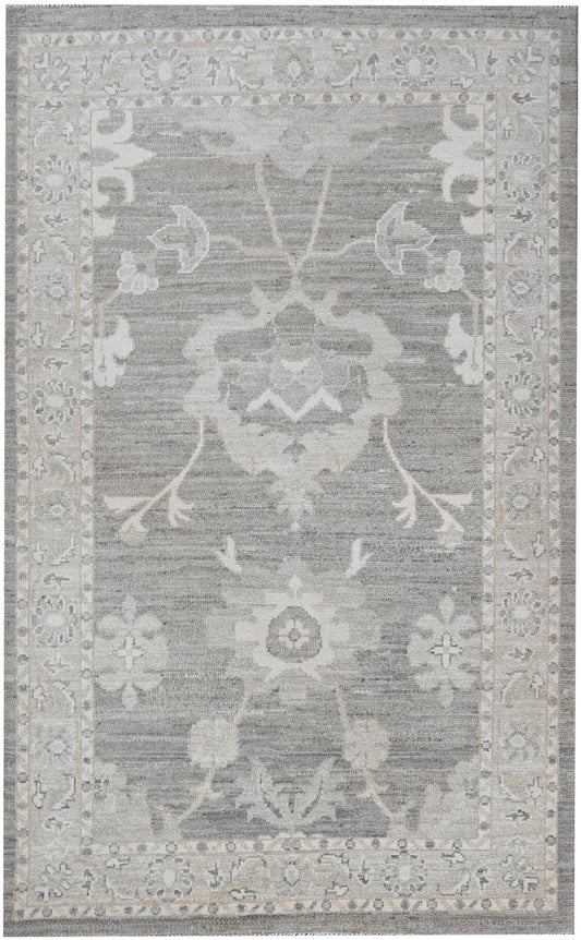 3x5 Neutral Handmade Oushak Rug – Light Brown Turkish Wool Area Rug – Small Vintage-Style Boho Carpet – Living Room & Entryway Decor