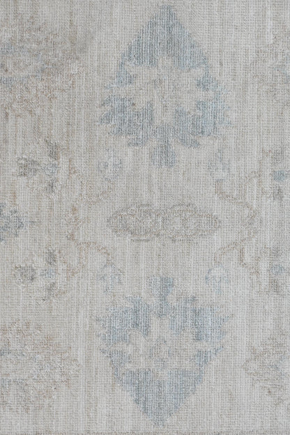 3x5 Handmade Afghan Oushak Rug – Light Beige & Blue Wool Area Rug | Vintage Turkish Style Carpet | Neutral Boho Entryway Rug | Muted Rug