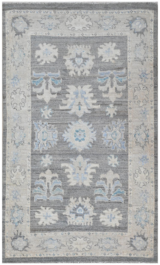 3x5 Light Brown Oushak Rug – Handmade Afghan Wool Rug, Vintage Style Area Carpet, Neutral Traditional Decor, Boho Modern Living Room Rug