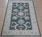 3x5 Charcoal Blue Oushak Rug | Hand-Knotted Afghan Wool Rug | Natural Veg Dyes | Vintage Distressed Area Carpet | Elegant Floral Medallion
