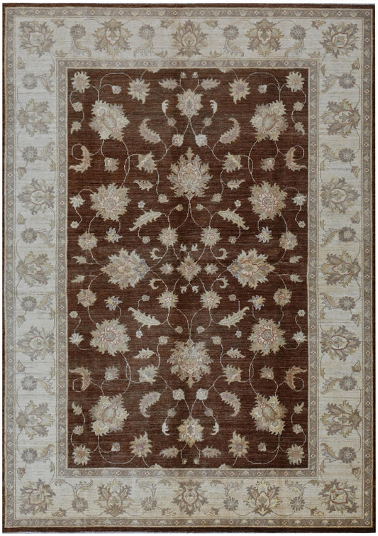 6x9 Brown Ziegler Chobi Area Rug - Afghan Hand Knotted Wool Veg Dye Boho Oriental Rug - Rug for Living Room - Bedroom Rug - "6'3 x 8'8"
