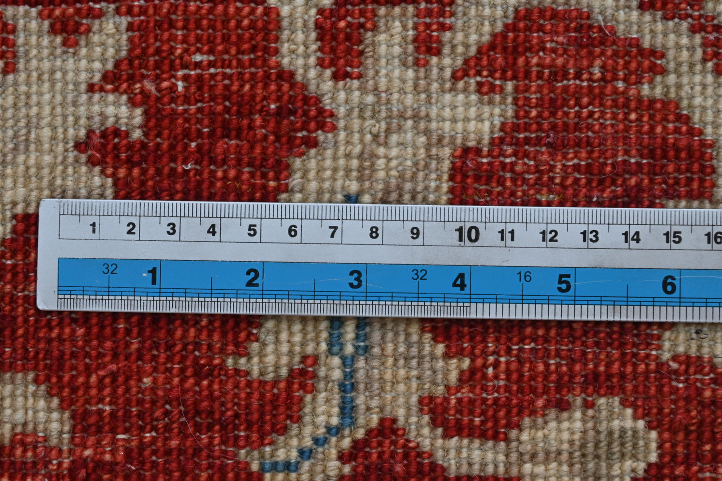 7x10 ft | Handmade Geometric Oriental Rug | Red Blue Beige Ziegler Design Wool Area Rug | Tribal Boho Decor | Afghan Chobi Rug| "6'5x9'11"