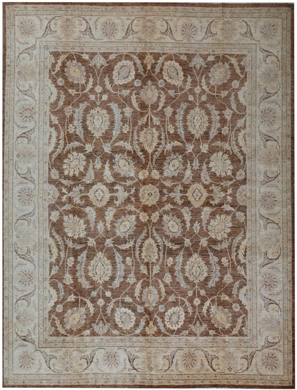8x10 ft  -Handmade Brown Ziegler Rug – Floral Wool Area Carpet – Traditional Oriental Design for Living Room or Bedroom Decor "8'0x9'10"