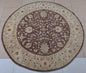 8x8 ft | Round Chobi Wool Rug | Handmade Traditional Floral Rug in Beige & Brown | Oriental Circle Area Carpet for Living Room or Entryway