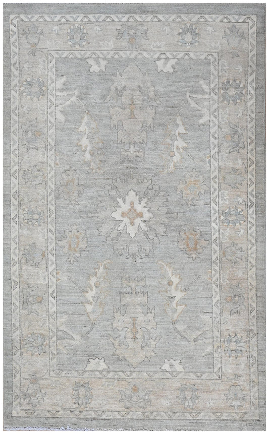 3x5 Handmade Gray Oushak Rug – Vintage Turkish Wool Rug, Distressed Oriental Area Carpet, Neutral Living Room Decor, Boho Farmhouse Style