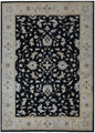 6x9 Handmade Black and Beige Ziegler Chobi Wool Rug