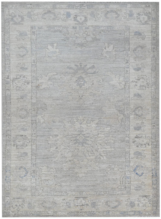 3x5 Oushak Rug - Hand Knotted Light Grey Turkish Vintage Style Area Rug - Distressed Oriental Wool Rug for Living Room or Entryway