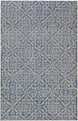 6x9 Blue and Ivory Wool Area Rug – Hand Knotted Geometric Distressed Vintage Style Carpet, Afghan Rug, Modern Farmhouse Living Room Rug