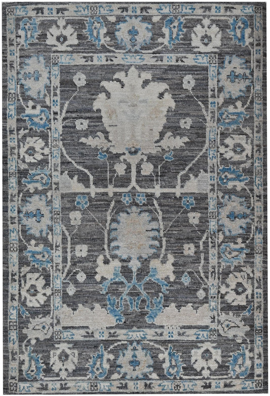 3x4 Afghan Rug – Hand Knotted Charcoal Gray Wool Area Rug – Vegdye Natural colors–  Traditional Oushak Style Vintage Carpet from Afghanistan