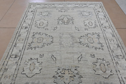 3x4 Ivory Afghan Oushak Rug – Hand-Knotted Wool Area Rug – Neutral Boho Turkish Style Carpet – Vegdyes – Farmhouse Decor Accent Rug