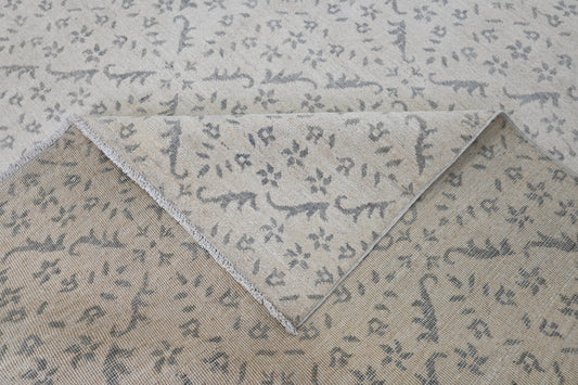 8x10 Moroccan Style Hand-Knotted Wool Rug- Vegdye Rug - Light Grey Geometric Pattern Area Carpet - Neutral Living Room Decor - Free Shipping