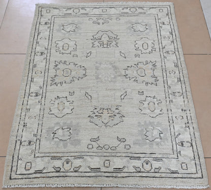3x4 Ivory Afghan Oushak Rug – Hand-Knotted Wool Area Rug – Neutral Boho Turkish Style Carpet – Vegdyes – Farmhouse Decor Accent Rug