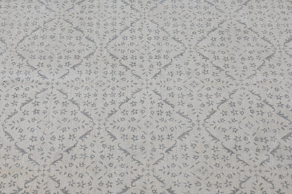 8x10 Moroccan Style Hand-Knotted Wool Rug- Vegdye Rug - Light Grey Geometric Pattern Area Carpet - Neutral Living Room Decor - Free Shipping