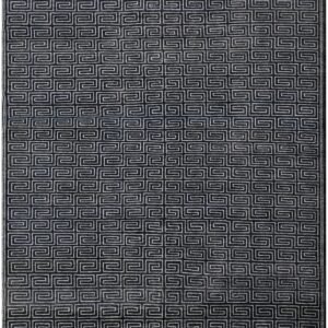 9x12 handmade wool gabbeh rug: black & grey greek key design